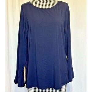 Chico's Navy Blue Bell Sleeve Pima Cotton Modal Tunic Top Size 2 Large